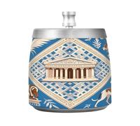 Grand cendrier avec couvercle amovible Symboles grecs Bleu