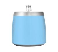 Grand cendrier bleu clair uni en acier inoxydable pur avec couvercle pour table de terrasse intérieure ou extérieure, sans fumée et inodore pour décoration de cigares