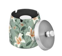 Grand cendrier d'extérieur incassable avec couvercle en acier inoxydable pour décoration de terrasse fraîche, esthétique, vert sauge, cendrier pour maison, bureau, balcon