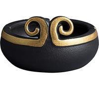 Grand cendrier en céramique noir avec cerceau doré pour la maison, accessoires de décoration