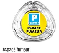 grand cendrier en verre ovale humour parking gratuit espace fumeur - trois encoches Neutre