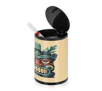 Grand cendrier Tiki vert cyan jaune pour cigarettes avec couvercle anti-odeurs en acier inoxydable portable sans fumée auto-extinguible