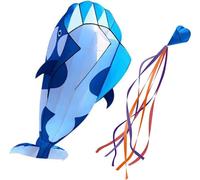 Grand cerf-volant 3D en plastique souple Orca Delfin avec plaque de corde, bleu-blanc, 120*215cm, pour s'amuser en plein air