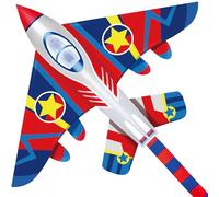 Grand cerf-volant avion de combat pour enfants et adultes - 147,3 cm de large avec longue queue - Dépliant facile - Kit ligne et émerillon inclus - Bon pour cerf-volant de plage pour enfants