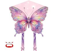 Grand Cerf-Volant Papillon Multicolore,Cerf-Volant Monofil Facile à Voler, Longue Queue avec Ligne de 100 m,Idéal pour la Plage,Le Parc Les Activités de Plein Air, Convient aux Débutants aux Adultes