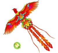 Grand cerf-volant phénix rouge avec bobine de verrouillage anti-retour, cadre en fibre de verre durability, cerf-volant facile à voler pour les activités de plein air en famille(String 500m/1640ft)