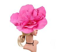 Grand chapeau à fleurs pour femme, grands bandeaux à fleurs, bibi de fleurs, bibi de fleurs, grands bandeaux de fleurs (rose rouge)