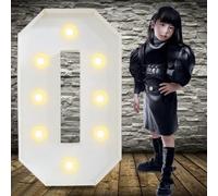 Grand chapiteau lumineux blanc de 100 cm, numéro 0 lumineux, lot de panneaux en mousse prédécoupés pouvant être utilisés pour les anniversaires, mariages, anniversaires de bébé, décoration de fête