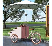 Grand chariot de distribution de tricycle avec parapluie, chariot mobile à chargement frontal, vélo de nourriture, tiroir de rangement de grande capacité, design à corps ouvert