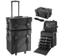 Grand Chariot de Maquillage Professionnel Femmes cosmétiques Organisateur Cosmétique Chariot à Bagages Sac Détachable Nail Beauty Stattoo Suitcase Stable et fiable(Oxford 2in1 Bag)