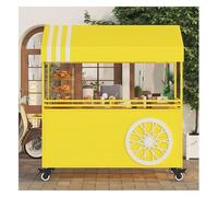Grand Chariot De Nourriture Portable Avec Auvent Et Roues Verrouillables, Support Collation Extérieur For Vendeur Rue, Marché, Fêtes Événements(Yellow,180cm)