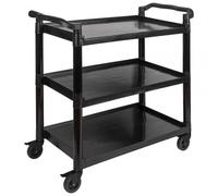 Grand Chariot de service alu noir 3 plateaux roues pivotantes