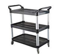 Grand chariot de service multifonction avec verrouillage de roue | Chariot utilitaire portable à 3 étagères avec double poignée latérale | Chariot de rangement multifonction pour restauration,