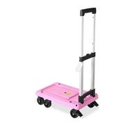 Grand chariot pliable portable à 6 roues avec base extensible pour déménagement, voyage et supermarché, chariot léger et pliable (rose)