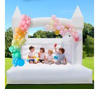 Grand château gonflable 2 en 1 avec terrain de basket-ball et trampoline pour enfants avec ventilateur, ballons et basket-ball, 100 % PVC de qualité commerciale pour fêtes d'anniversaire, mariages