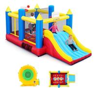 Grand château Gonflable pour Enfants de 3 à 12 Ans, Grand Toboggan et Grand Trampoline, château Gonflable avec Ventilateur, Maison Gonflable pour Enfants, pour garçons, extérieur/intérieur, Cadeau