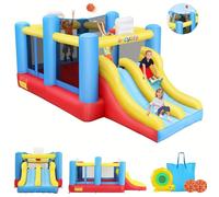 Grand Château Gonflable Sport 16x10Ft -HOMDOX- Double Toboggan, Souffleur, Paniers de Basket & Filet de Volley pour Enfants 3-12