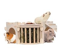 Grand château pour cochon d'Inde, maison en bois naturel avec échelle et mangeoire à foin, cachette pour petit animal pour lapin, cochon d'Inde, hérisson, chinchilla