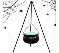 Grand Chaudron, avec Éclairage Halloween Chaudron De Sorcière Noir sur Trépied, Pot Vintage pour Décor d'halloween Jardin Maison Hantée Fête Déco Extérieure