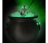 Grand Chaudron | Décoration d'Extérieur Chaudron Halloween avec Squelette et Éclairage - Accessoires Effrayants, Bol de Sorcière Noir pour Intérieur Extérieur Cuisine Bureau Cheminée