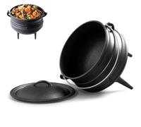 Grand Chaudron En Fonte, Marmite Africaine Potjie Avec Couvercle, 3 Pieds Pour Une Répartition Uniforme De La Chaleur, Marmite De Camping, Bouillir, Poêle À Frire(8L)