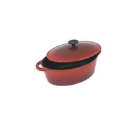 Crealys 501807, COCOTTE Gourmet Rubis ovale en fonte émaillée 4 litres - Extérieur rouge et intérieur noir - toutes sources de chaleur y compris induction