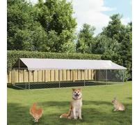 Grand chenil extérieur pour Chien 600x300x150 cm, Cage Exercice Chien Grand Espace en Acier galvanisé Robuste avec Toit polyéthylène résistant au feu et UV, Porte verrouillable