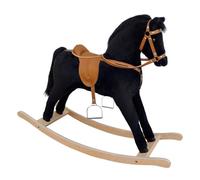 Grand cheval à bascule noir en bois, cheval en peluche 96-113