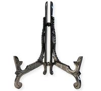 Grand chevalet en métal de 25,4 cm avec finition nickel antique | Support d'assiette | Support de présentation | Cadre en métal pour photos décoratives | 25 cm (H) x 15 cm (profondeur) | Chevalet
