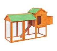Grand Chicken Coop 193 x 65 x 117 cm Bois de pin massif, chapeau de lapin d'extérieur durable pour petits animaux | Résistant aux intempéries et design spacieux pour arrière-cour ou jardin