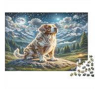 Grand Chien sous Ciel Étoilé Puzzle 1000 Pièces pour Adultes Papier Détente Puzzle en Famille Décoration 52x38cm/1000pcs