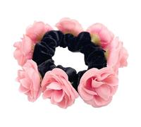 Grand chouchou à fleurs artificielles pour femme, chouchou élastique pour queue de cheval, bandeau tendance français