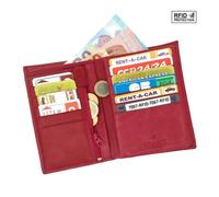 Grand Classique Portefeuille homme femme en cuir Protection RFID Blocage - idée cadeau Noël, fête, anniversaire - Rouge