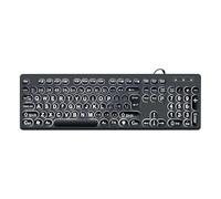 Grand clavier d'ordinateur avec de grandes lettres pour personnes âgées et faibles, cordon USB rétroéclairé blanc