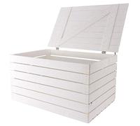 Grand coffre en bois, blanc, 80 x 50 x 39 cm, coffre au trésor, meuble de jardin, caisse à fruits, avec couvercle