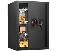 Grand coffre-fort ignifuge étanche avec clavier programmable, clés de rechange et étagère amovible, sécurité numérique pour la maison, argent, armes à feu, médicaments