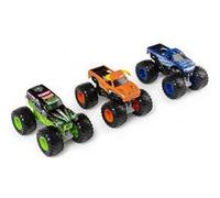 Grand Coffret Monster Jam : 3 Véhicules El Toro Loco Blue Thunder Grave Digger - Voiture Miniature Bleue Et Orange Noir Collection Shaker