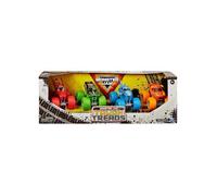 Grand coffret monster jam : 4 véhicules el toro loco megalodon grave digger dragonoid - set voiture miniature 1:64 + 1 carte