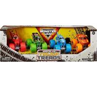 Grand Coffret Monster Jam : 4 Véhicules El Toro Loco Megalodon Grave Digger Dragonoid - Set Voiture Miniature 1:64 + 1 Carte