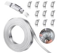 Grand collier de serrage de 4,3 m + 10 fixations plus solides réglables en acier inoxydable 304 pour sécuriser les tuyaux de tuyau, automobile, conduite de carburant
