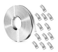 Grand collier de serrage réglable de 10 mètres en acier inoxydable avec 8 fixations, fixations à vis métalliques et cerclage pour tuyau, conduit, poteau, tube