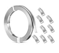 Grand collier de serrage réglable de 3 mètres en acier inoxydable avec 8 fixations, fixations à vis métalliques et cerclage pour tuyau, conduit, poteau, tube