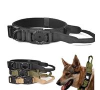 Grand collier pour chien avec support Air Tag, collier Air Tag avec poignée de freinage gros plan pour bergers allemands, labrador, rottweilers, triple anti-rupture, nylon, 29 à 62 cm (noir, M (37,6 à