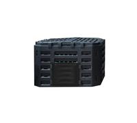 Grand composteur d'extérieur avec porte d'engrais encliquetable, double couvercle, matériau PP durable, idéal pour le compostage de jardin et de terrasse (noir)