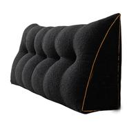 Grand coussin calepin en velours pour tête de lit, support de lecture, housse amovible pour lit double/simple/queen/king size, couleur crème, 120 x 20 x 50 cm, coussin de dossier