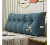 Grand Coussin de Lecture Pour Repose-lit Triangulaire Pour TêTe De Lit, Coussin De Positionnement Du Dossier Broderies Chics, Coussin de Soutien du Dos pour Lit/Lit de Repos(200x50x20cm,Blue)