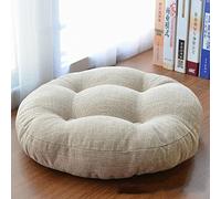 Grand Coussin de Sol pour méditation 50X50cm Beige Forme Ronde Coussin de méditation Coton Lin Coussin Confortable pour Salon Jardin Patio