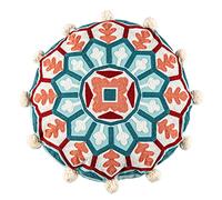 Grand coussin de sol rond de style marocain hippie pour boîtier - Motif ethnique bohème - Broderie - Pouf - Coussin de sol C