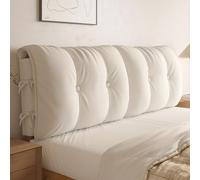 Grand Coussin De TêTe De Lit Peluche Courte, Housse De TêTe De Lit Rembourrée Coussin De Lecture, Coussin Support De Positionnement Du Dossier Avec Housse Amovible(With headboard - 150x55x12cm,Beige)