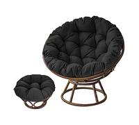 Grand Coussin Rond pour Chaise Papasan et Siège Suspendu en Rotin - Pour l'Extérieur, Remplacement de Nid d'Oeuf (Color : Black)